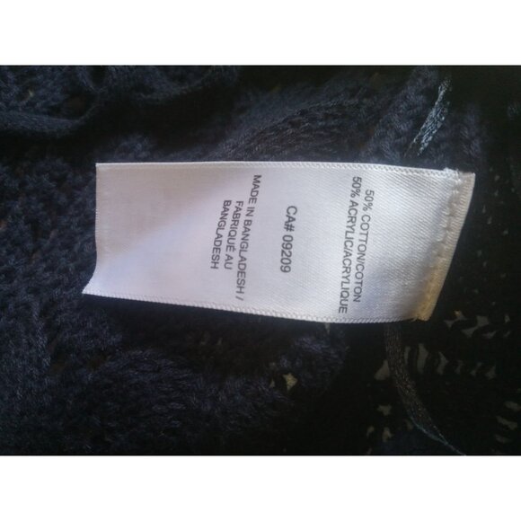 Cleo Cotton Black Crochet Cardigan Cover Up Long Sleeve Size Small - Picture 6 of 8